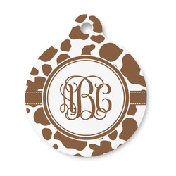 Cow Print Round Pet ID Tag - Small (Personalized)