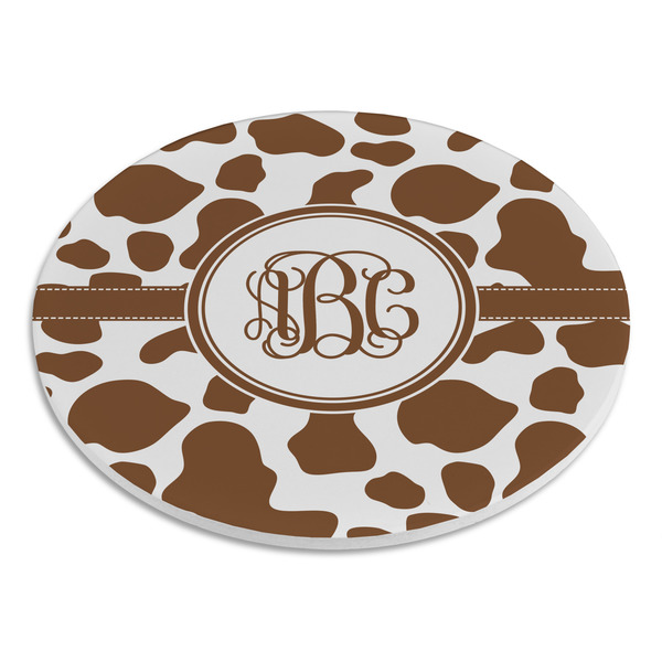 Cow Print Round Stone Trivet - Angle View