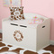 Cow Print Round Wall Decal on Toy Chest