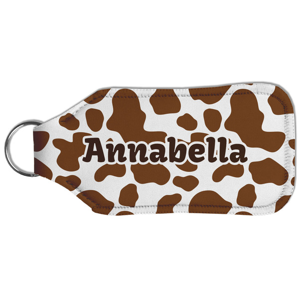 Cow Print Sanitizer Holder Keychain - Large (Back)