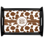 Cow Print Black Wooden Tray - Small (Personalized)