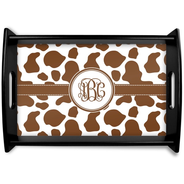 Custom Cow Print Black Wooden Tray - Small (Personalized)