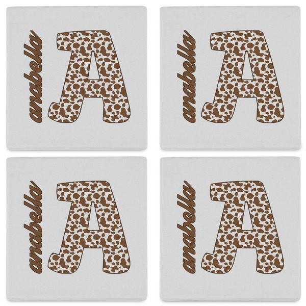 Cow Print Set of 4 Sandstone Coasters - See All 4 View