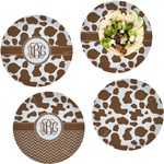 Cow Print Set of 4 Glass Lunch / Dinner Plate 10" (Personalized)