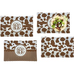 Cow Print Set of 4 Glass Rectangular Lunch / Dinner Plate (Personalized)