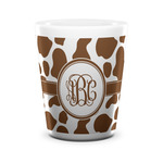 Cow Print Ceramic Shot Glass - 1.5 oz - White - Set of 4 (Personalized)