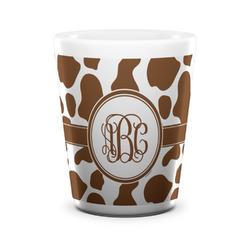 Cow Print Ceramic Shot Glass - 1.5 oz - White - Set of 4 (Personalized)