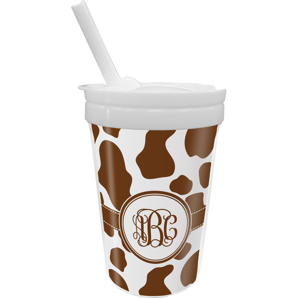 Custom Cow Print Sippy Cup with Straw (Personalized)