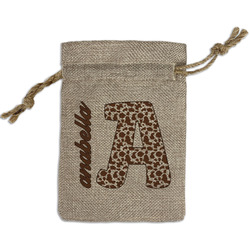 Cow Print Small Burlap Gift Bag - Front (Personalized)