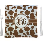 Cow Print 9.5" Glass Square Lunch / Dinner Plate- Single or Set of 4 (Personalized)