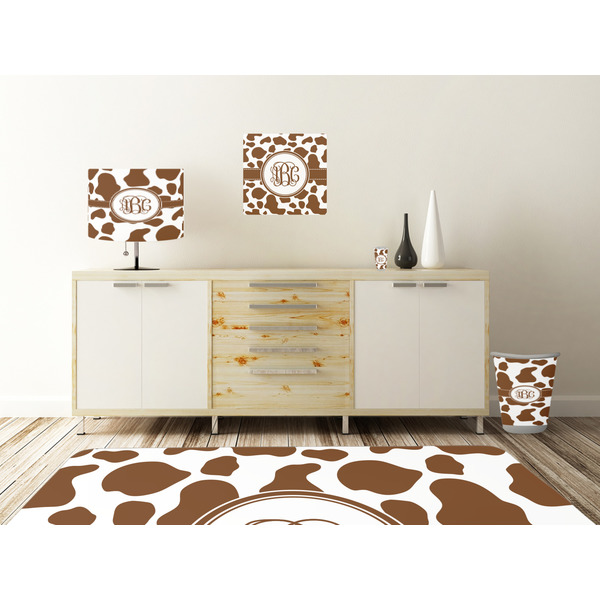 Cow Print Square Wall Decal Wooden Desk