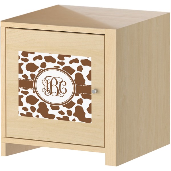 Cow Print Square Wall Decal on Wooden Cabinet