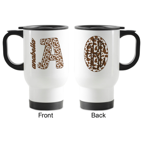 Cow Print Stainless Steel Travel Mug with Handle - Apvl