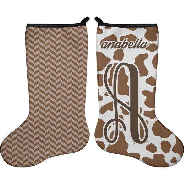 Custom Cow Print Holiday Stocking - Double-Sided - Neoprene (Personalized)