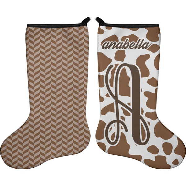 Custom Cow Print Holiday Stocking - Double-Sided - Neoprene (Personalized)