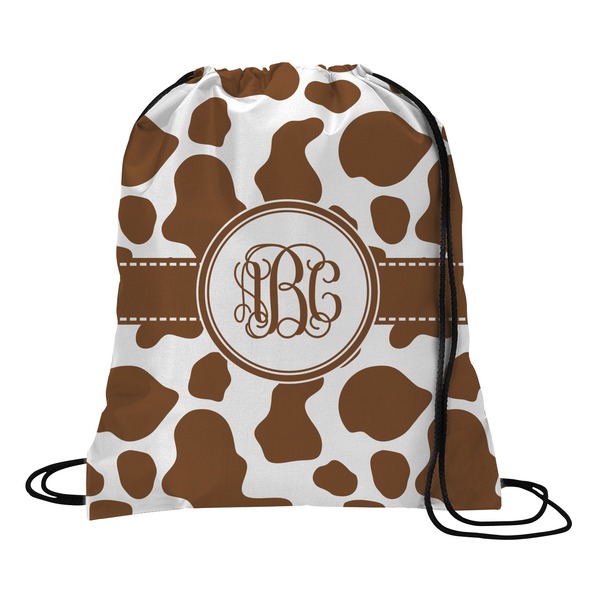 Custom Cow Print Drawstring Backpack - Large (Personalized)