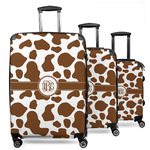 Cow Print 3 Piece Luggage Set - 20" Carry On, 24" Medium Checked, 28" Large Checked (Personalized)