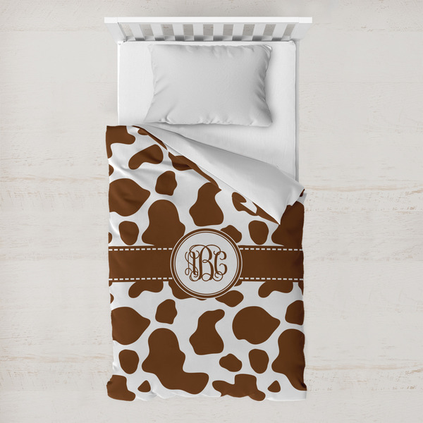 Custom Cow Print Toddler Duvet Cover w/ Monogram