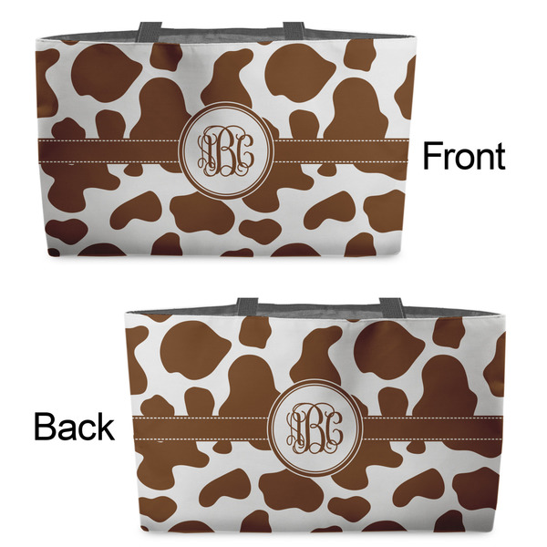Cow Print Tote w/Black Handles - Front & Back Views