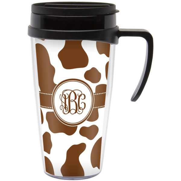 Custom Cow Print Acrylic Travel Mug with Handle (Personalized)