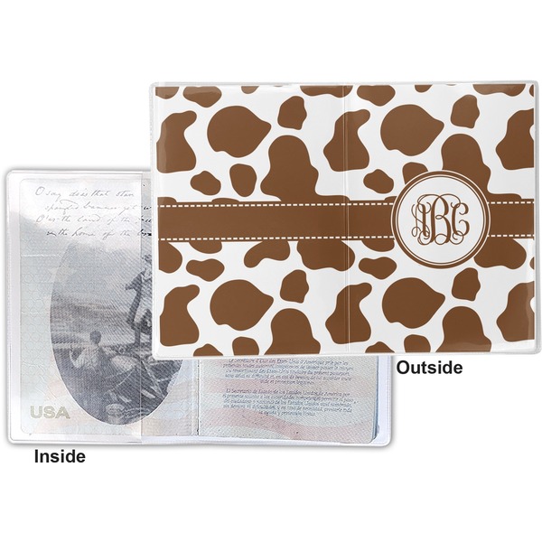 Cow Print Vinyl Passport Holder - Flat Front and Back