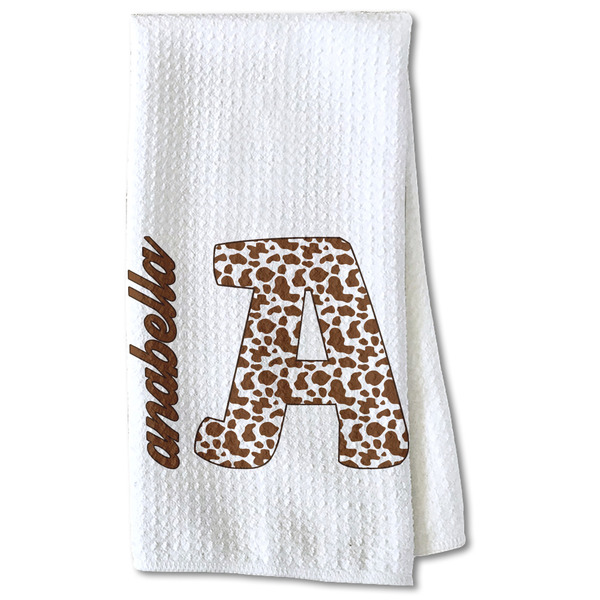Custom Cow Print Kitchen Towel - Waffle Weave - Partial Print (Personalized)