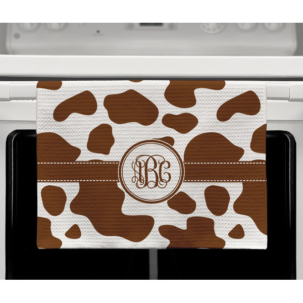 Cow Print Waffle Weave Towel - Full Color Print - Lifestyle2 Image