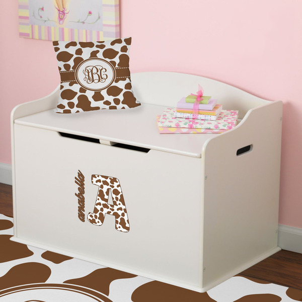 Cow Print Wall Name & Initial Small on Toy Chest