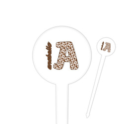 Cow Print 4" Round Plastic Food Picks - White - Single Sided (Personalized)