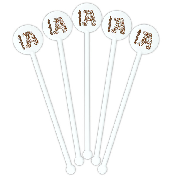 Cow Print White Plastic 5.5" Stir Stick - Fan View