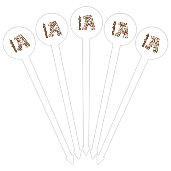 Cow Print White Plastic 6" Food Pick - Round - Fan View