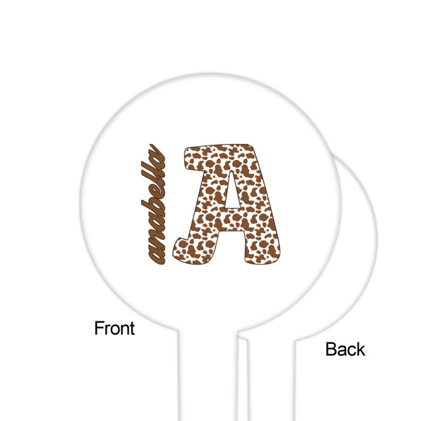 Cow Print White Plastic 6" Food Pick - Round - Single Sided - Front & Back