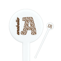 Cow Print 7" Round Plastic Stir Sticks - White - Double Sided (Personalized)