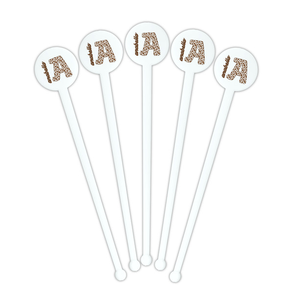Cow Print White Plastic 7" Stir Stick - Round - Fan View
