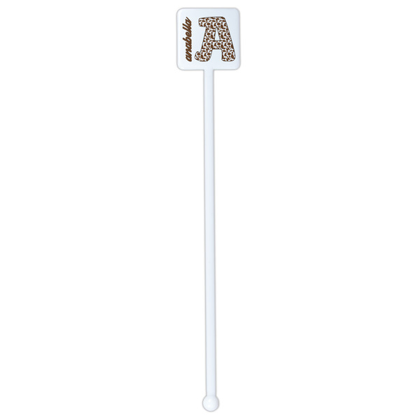 Cow Print White Plastic Stir Stick - Single Sided - Square - Single Stick