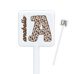 Cow Print Square Plastic Stir Sticks - Double Sided (Personalized)