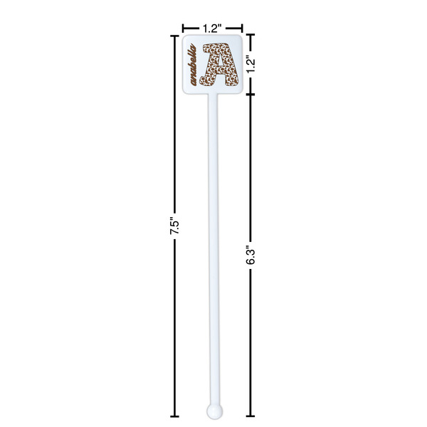 Cow Print White Plastic Stir Stick - Square - Dimensions