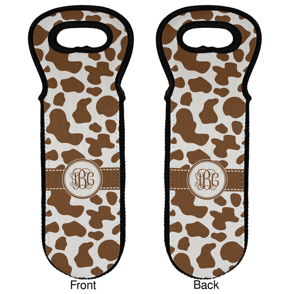 Cow Print Wine Tote Front & Back