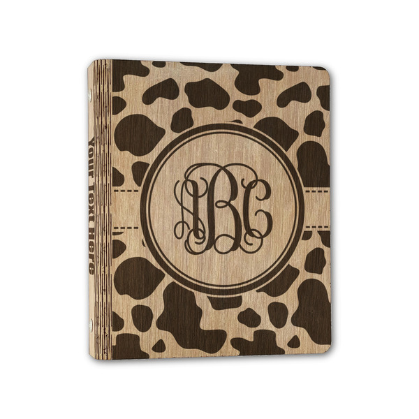 Custom Cow Print Wood 3-Ring Binder - 1" Half-Letter Size (Personalized)