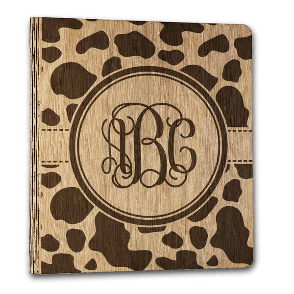 Custom Cow Print Wood 3-Ring Binder - 1" Letter Size (Personalized)