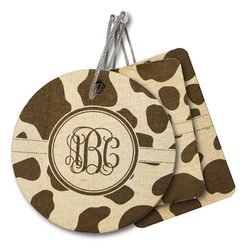 Cow Print Wood Luggage Tag (Personalized)