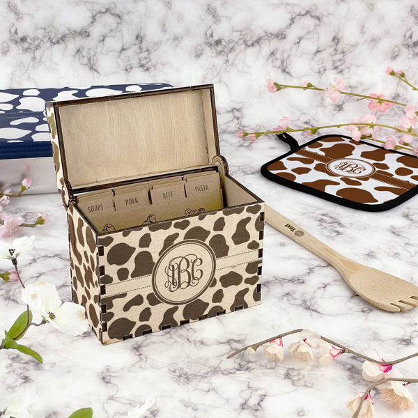 Cow Print Wood Recipe Boxes - Lifestyle
