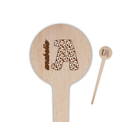Cow Print 4" Round Wooden Food Picks - Double Sided (Personalized)
