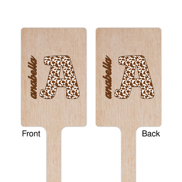 Cow Print Wooden 6.25" Stir Stick - Rectangular - Double Sided - Front & Back