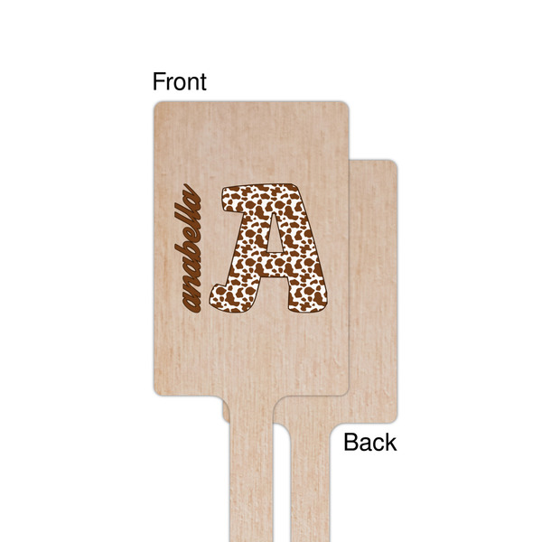 Cow Print Wooden 6.25" Stir Stick - Rectangular - Single - Front & Back