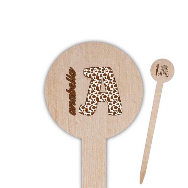 Custom Cow Print Round Wooden Food Picks (Personalized)