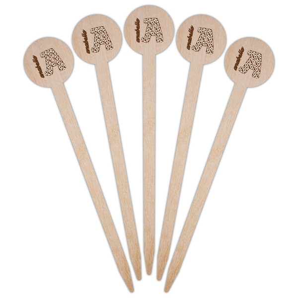 Cow Print Wooden 6" Food Pick - Round - Fan View