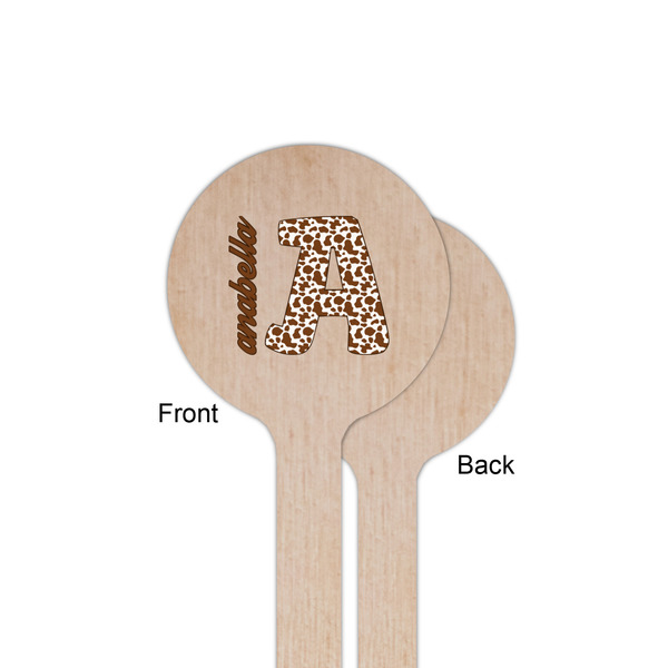 Cow Print Wooden 6" Stir Stick - Round - Single Sided - Front & Back