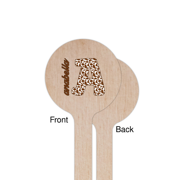 Cow Print Wooden 7.5" Stir Stick - Round - Single Sided - Front & Back