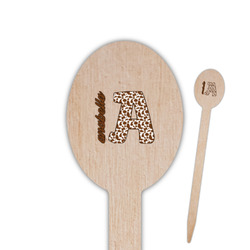 Cow Print Oval Wooden Food Picks - Single Sided (Personalized)